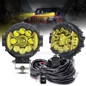 2x 7" Round LED Work Light Pods Spot Flood Combo Fog Offroad Driving + Wirie kit - Bild 1 von 10