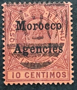 c.1904 British Post Morocco 10c KEVII stamp A26 numeral cds - Bild 1 von 2