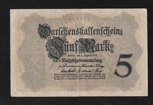 Germany, 5 Mark, 1914, 1914-08-05, VF p 47 Banknote - Picture 1 of 2