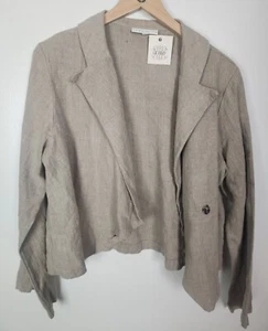 Bryn Walker Women's Sz. M Linen Eliza Asym Front Buttons Jacket Tan NWT - Picture 1 of 7