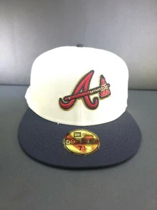 Exclusive Fitted Off White Braves Navy Visor Red UV Patch 30th Season Size 7 3/4 - Picture 1 of 8