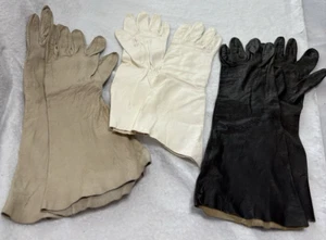 Gloves, Kid, Vintage 1950s, size 6.5 & 7, long length, 3 pairs - Picture 1 of 1