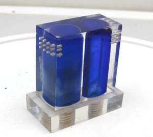 Vintage Lucite Art Deco Double Salt Pepper Shaker Blue - Picture 1 of 13