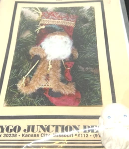 MINIATURE SANTA CHRISTMAS STOCKING Pattern + Blue Eyed Resin SANTA HEAD COAT HAT - Picture 1 of 7