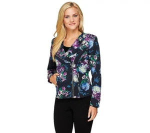 Mark of Style by Mark Zunino size 6 Pink/red floral Printed Motorcycle Jacket - Picture 1 of 4