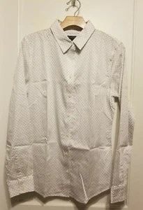 Camisa ajustada sin hierro estampado blanco sin hierro Banana Republic, algodón, talla 12, nueva con etiquetas - Imagen 1 de 12