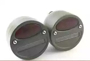 Cat Eye Rear Tail Light 4" Pair For Willys MB Ford GPW Jeep Truck A Green - Picture 1 of 5