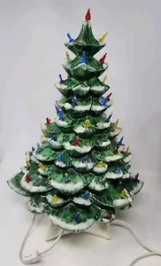 Albero di Natale in ceramica stampo Olanda verde anni 70 18” con base MCM illumina vacanze - Foto 1 di 23