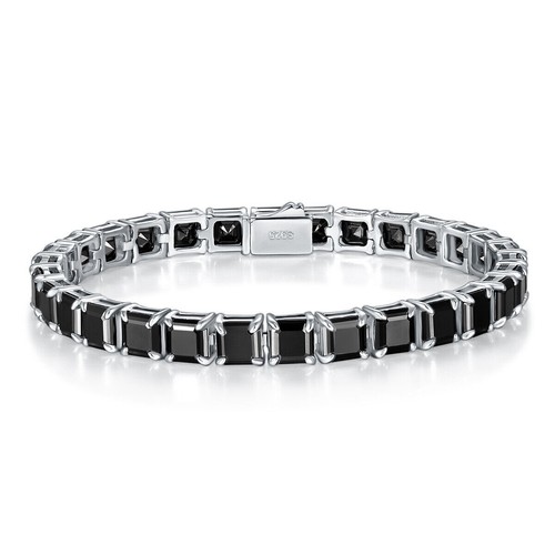 VALENTINO Bracciale donna argento sterling 925 33CTW nero moissanite tennis charm regalo