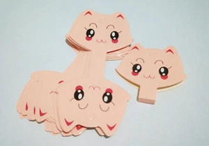 20pz cartoncini etichette gatto x collana,bracciale 11x5,4cm colore rosa  - Foto 1 di 1