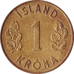Iceland 1 Krona Coin | Betula Pubescens | KM12 | 1946 - Picture 1 of 2