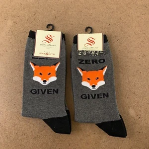 Sock Smith Women's One Size Gray Zero Fox Given Cotton Crew Socks 2 Pair NWT - Picture 1 of 5