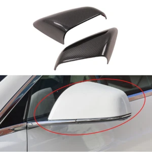 Cubierta de lámpara de espejo retrovisor de fibra de carbono para Tesla Model X 2019 2 piezas - Imagen 1 de 5