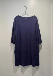 Abito Garnet Hill taglie forti 18 blu Calais t-shirt tasche viaggio costa preppy - Foto 1 di 8