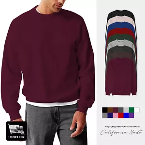 Mens Ultimate Heavyweight Sweatshirt Crew Neck Fleece Essentials Pullover XS-5XL - Picture 1 of 29