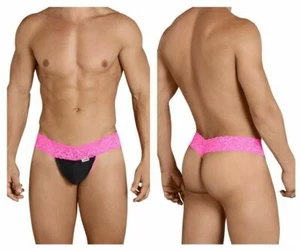 CANDYMAN Lace Thong Sexy Front Super Stretch Hot Pink 99370 6 - Picture 1 of 4