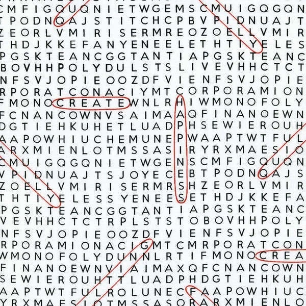 BTY Timeless Treasures Geek Chic Word find White Cotton fabric By the Yard  - Image 1 of 1