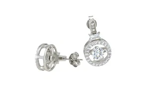 Sterling Silber Float Funkelnde Zirkonia Ohrhänger 18,7 mm Tropfen - Bild 1 von 2