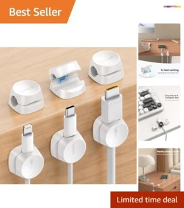 Compact 6-Pack Cable Management Clips - Versatile Phone Wire Holders in White - Picture 1 of 9