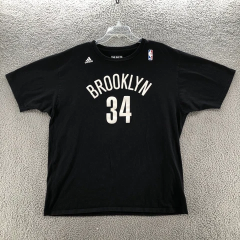 Broolkly Nets Shirt Mens 2XL Black Paul Pierce Adidas #34 NBA Basketball Tee Cover