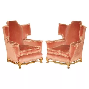 PAIR OF ORNATE ANTIQUE ITALIAN CAROLEAN / WILLIAM MORRIS WINGBACK ARMCHAIRS - Picture 1 of 24