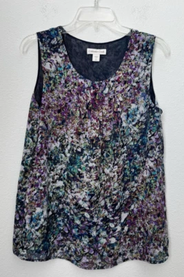 Coldwater Creek Women's Floral Sleeveless Pleated Blouse Round Neck Abstract S/8 - Image 1 of 4