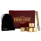 GOURMEO 6 Whiskey Steine Edelstahl in Gold incl. Holz Geschenkbox -