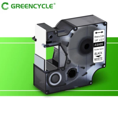 GREENCYCLE Compatible Dymo 18489 Rhino Nylon Label Tape Black on White for Rhino 5200 6000