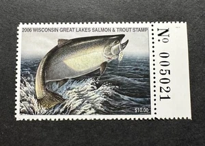 WISCONSIN 2006 - Estampilla de pesca de los Grandes Lagos de salmón y trucha del estado - MNH - Imagen 1 de 2