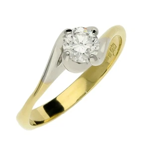 Ladies 18ct White & Yellow Gold 0.40ct Diamond Engagement Ring - Picture 1 of 4