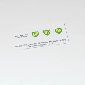 Matchbox Lesney 25c Bedford 32c Leyland Tanker Later BP Square Sticker Set - Picture 1 of 4