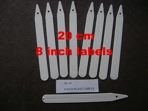 100 White Plastic Plant Labels 8 inch Sticks Waterproof Garden Markers Name Tags - Picture 1 of 13