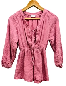 Pink Lily Endless Sunshine Strampler XS rosa vorne zum Binden Langarm Mini elegant - Bild 1 von 8