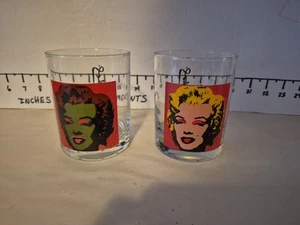 Andy Warhol ~ Marilyn Monroe ~ Set di 2 bicchieri da whisky doppi vecchio stile vintage - Foto 1 di 11
