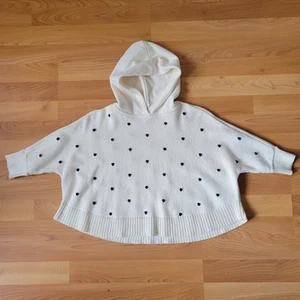 Gap Beige Pom Pom Sweater Hooded Poncho 100% Cotton Toddler Size 5T - Picture 1 of 5