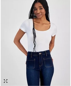 Ultra Flirt Juniors' Seamless Lattice-Back Ribbed Bodysuit White Sz M NWT Casual - Picture 1 of 9