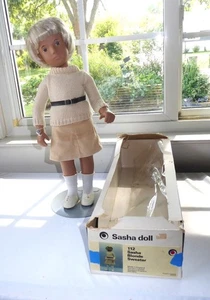 VINTAGE SASHA DOLL # 112 TRENDON UK 16" tall BLONDE HAIR w SWEATER & SKIRT w Box - Picture 1 of 14