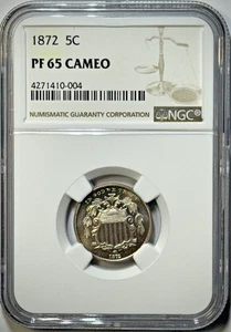 1872 Shield Nickel - NGC PF 65 CAMEO - Picture 1 of 7