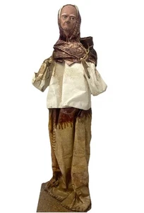 Vtg. Mexican Folk Art Paper Mache Figure Old Woman Lady Cork Base - Picture 1 of 5