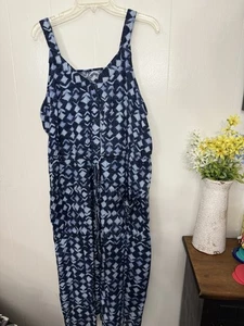 Woman’s Maxi Sun Dress 2X 3X Linen Blue Pockets - Picture 1 of 4
