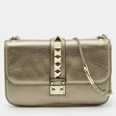 Bolso de Hombro Valentino Cuero Metálico Mediano Glam Lock Foto 1 de 4