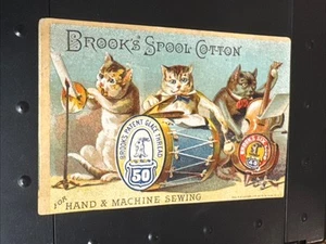 Vintage anthropomorphic cat kitten trade card jazz band Brooks Spool Cotton - Picture 1 of 2