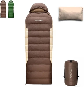 Daunenschlafsack mit Kissen, ultraleichter rechteckiger Sack für Camping Wandern - Bild 1 von 7