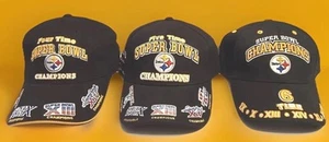 PITTSBURGH STEELERS 4, 5, 6 TIME SUPERBOWL CHAMPIONS HATS MENS OSFM BY REEBOK - Picture 1 of 24