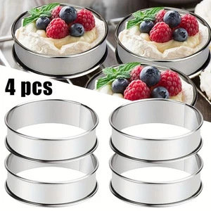 4PCS Anelli Muffin Inglese Acciaio Inox Anelli Crostata Anelli per Cottura - Foto 1 di 7