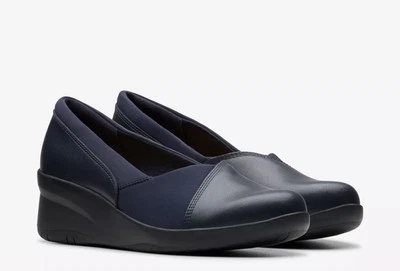 Clarks Suttyn Walk Ladies Navy Leather Slip On Shoes Uk Size 7 D EUR 41. - Image 1 of 4