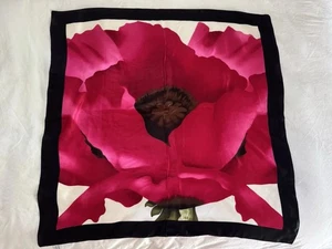 GORGEOUS TALBOTS 100% SILK SCARF 36" SQ RED & ROSE TONES BLACK EDG NEW WITH TAGS - Picture 1 of 5