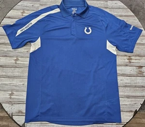 Indianapolis Colts NFL Men's L Reebok Polyester Short Sleeve Blue Polo Stitched - Picture 1 of 9