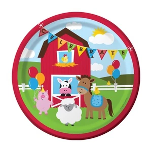 Creative Party PC425506 Farm Animals Paper Dinner Plates - 8 Pcs 8.75" Multicolo - Picture 1 of 1