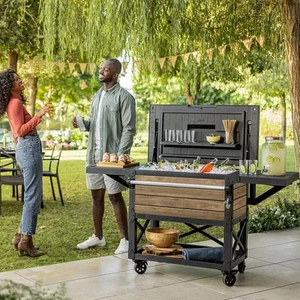 Keter 85 Litre (90 US Quart) Ashwood Patio Cooler and Beverage Cart - Picture 1 of 5